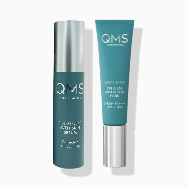 QMS Pflege-Duo Even Skin Serum & Cellular Sun Shield Fluid SPF 50+ PA++++